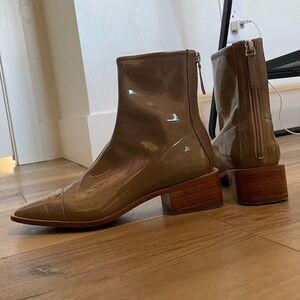 Linea Paolo patent Taupe Ankle Boots